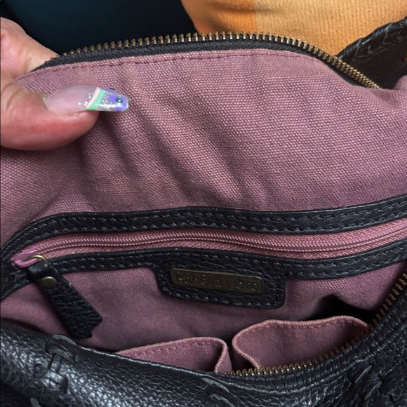 Isabella Fiore Black Hobo with Brass Accents - Picture 4 of 4